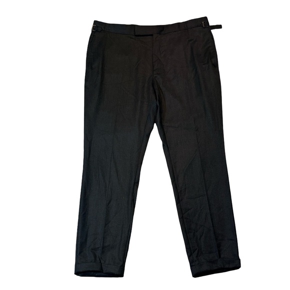 Tom Ford mens 38x31 charcoal gray herringbone wool silk flat front dress pants